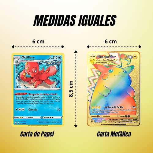 Carta Pokémon Dorada VMAX - Edición Coleccionista Tarjeta Oro de Metal - Metal Golden Card