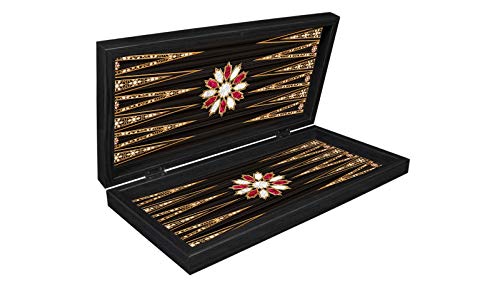 CasaXXl Backgammon y Dame 2 en 1 – Tabla de juego de madera con aspecto de piedra y madera, brillante, juego de mesa Tavla DREI, tamaño grande, 41 cm, aspecto de madera