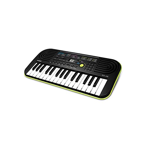 Casio SA-46 - Miniteclado electrónico para niños, 32 teclas, altavoces incorporados, color negro y verde