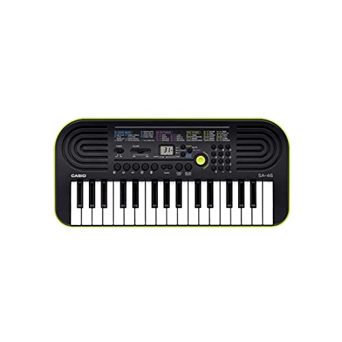 Casio SA-46 - Miniteclado electrónico para niños, 32 teclas, altavoces incorporados, color negro y verde