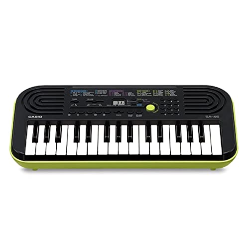 Casio SA-46 - Miniteclado electrónico para niños, 32 teclas, altavoces incorporados, color negro y verde