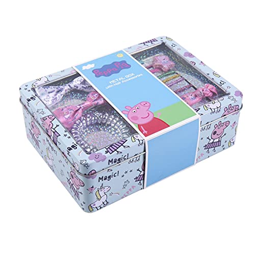 CERDÁ LIFE'S LITTLE MOMENTS- Caja Metalica con Accesorios para el Pelo Brillantes de Peppa Pig - Licencia Oficial Nickelodeon, Color Rosa (2500001907)