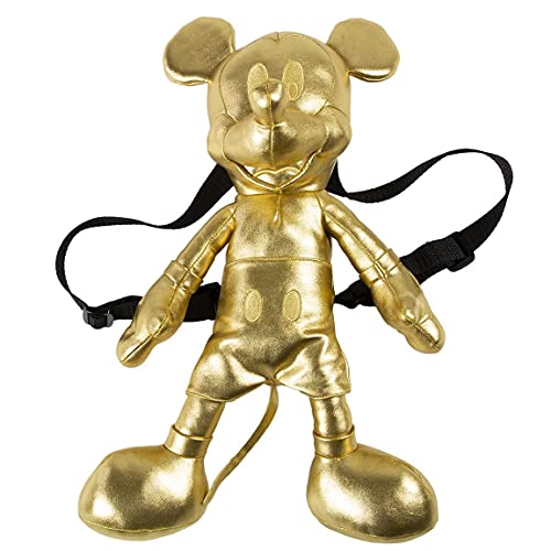 CERDÁ LIFE'S LITTLE MOMENTS, Mochila Peluche Brillante de Mickey Mouse-Licencia Oficial Disney para Niños, Dorado, Edad recomendada-2-7 años