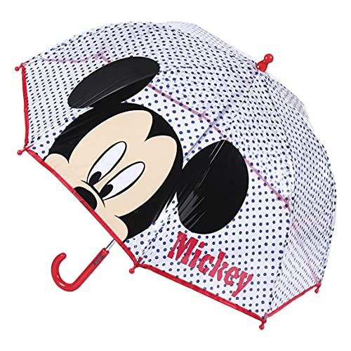 CERDÁ LIFE'S LITTLE MOMENTS- Paraguas Burbuja Manual de Mickey Mouse - Licencia Oficial Disney, Color Rojo (2400000617)