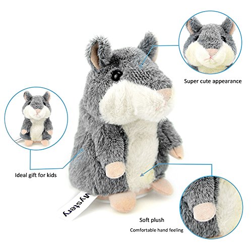 CestMallHamster Juguete, Repite Lo Que Dices. Electronic Mascota Hablador Plush Toy para niños, 3 x 5.7 Pulgadas (Gris)