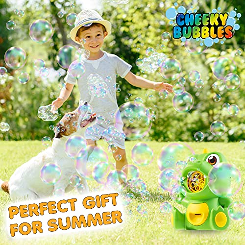 Cheeky Bubbles Maquina De Burbujas para Niños, Bubble Machine de Dinosaurios Juguetes, Maquina De Burbujas Automática, Regalos Cumpleaños Niños