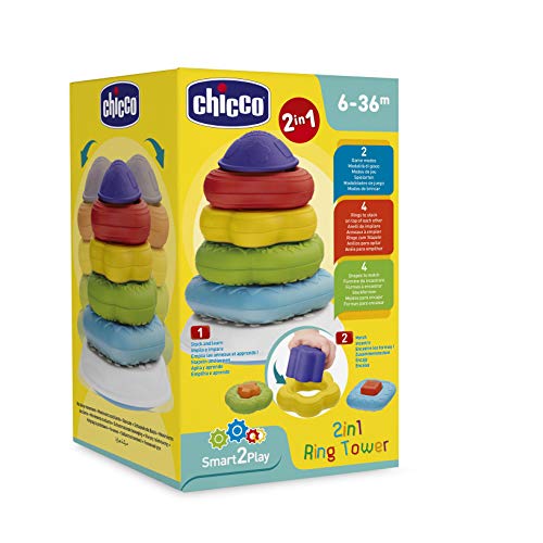 Chicco Pirámides de Anillos 2 en 1, encajables de Colores, Multicolor (00009372000000)