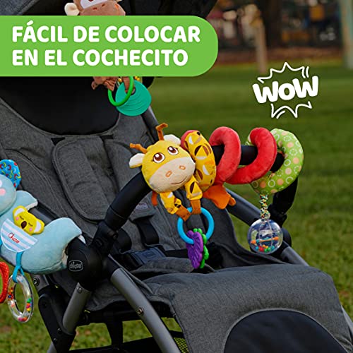 Chicco Sonajero Jirafa, Espiral Bebé Para Cochecito, Colorido Juguete Carrito Bebé en Forma de Jirafa, Espiral de Actividad con Sonajero, Anilla, Espejo, Juguetes Bebés Colgantes – Juguetes Bebés 6-36 Meses