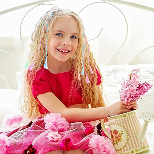 CHIFOOM Extensiones de Trenzas de Colores 24PCS, 33CM Peluca Sintética Arco Iris para Niñas Muñecas Pelo Se Ve Natural Postizos Lisos para Regalo Niñas DIY Fiesta de Cumpleaños Disfraz Rendimiento