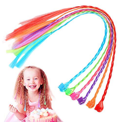 CHIFOOM Extensiones de Trenzas de Colores 24PCS, 33CM Peluca Sintética Arco Iris para Niñas Muñecas Pelo Se Ve Natural Postizos Lisos para Regalo Niñas DIY Fiesta de Cumpleaños Disfraz Rendimiento