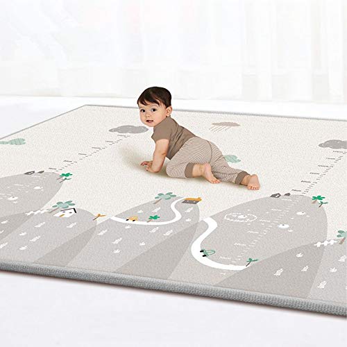 CHTH Alfombrilla de juego plegable para niños, de gran tamaño, gruesa, de espuma para bebé, de doble cara, impermeable, suave, portátil, XPE, libre de BPA y no tóxica para niños pequeños a jugar