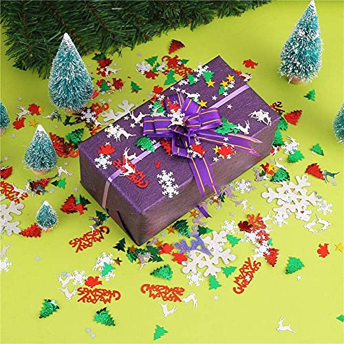 CHUANGOU Confeti de Navidad, Confeti Decoración Navidad Copo de Nieve Santa Feliz Navidad Reno Mesa Confeti para Decoración Navideña 100g