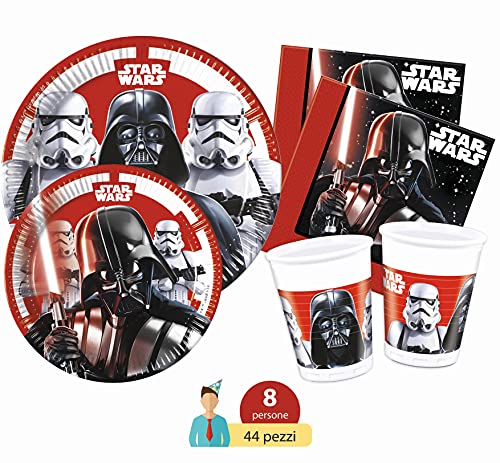 'Ciao y4492 Kit Party Tabla Star Wars"Final Battle para 8 personas, Negro/Blanco