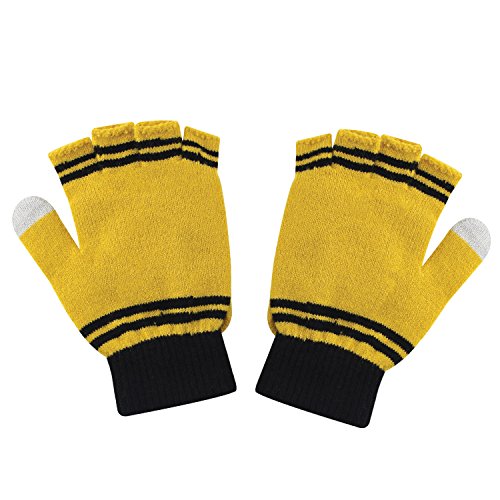 Cinereplicas - Harry Potter - Guantes - Mitones Removibles - Mitones de Pantalla táctil - Licencia Oficial - Casa Hufflepuff - Amarillo y Negro