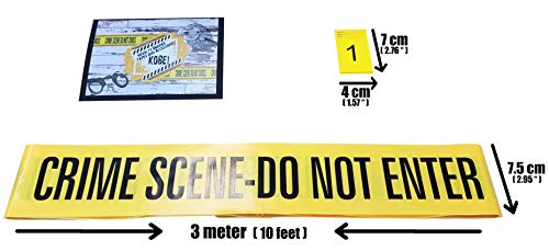 Cinta de Barrera ,Escena Del Crimen - No Entrar (3m), Marcadores para Evidencia Fotográfica pruebas ,del 1 al 10, Tarjetas de 7cm x 4cm (En Inglés).