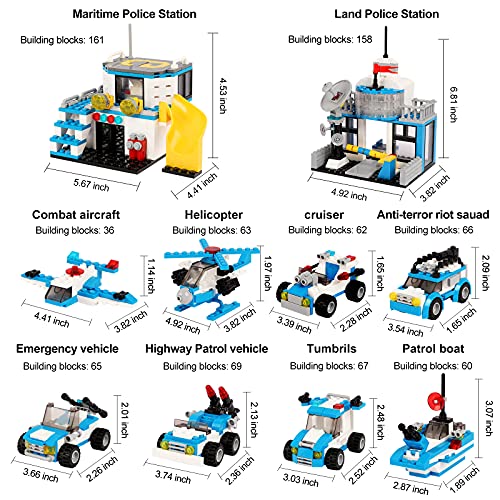 City Action Policía,Juegos de Cnstrucción de Policía Estación de Policía Juguete 807 ​Piezas de Ladrillos de Construcció Regalo,Juegos para niños de 3 4 5 6 7 ​años