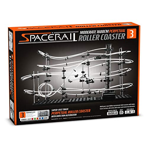 CKB LTD SpaceRail Level 3 Pista para canicas Perpetual Roller Coaster Montaña Rusa, Bola canicas de ferrocarril Gadget de carrera de montaña rusa de mármol Kit de construcción de pistas de mármol para bricolaje