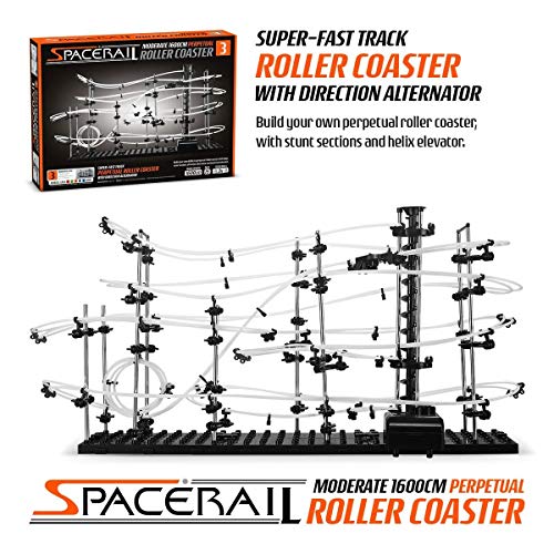 CKB LTD SpaceRail Level 3 Pista para canicas Perpetual Roller Coaster Montaña Rusa, Bola canicas de ferrocarril Gadget de carrera de montaña rusa de mármol Kit de construcción de pistas de mármol para bricolaje