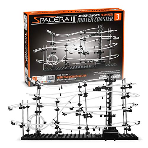 CKB LTD SpaceRail Level 3 Pista para canicas Perpetual Roller Coaster Montaña Rusa, Bola canicas de ferrocarril Gadget de carrera de montaña rusa de mármol Kit de construcción de pistas de mármol para bricolaje