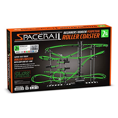 CKB LTD SpaceRail Nivel 2 Pista para canicas movimiento perpetuo Roller Coaster Montaña rusa, Gadget que brilla en la oscuridad, kit de construcción de pistas de mármol para bricolaje, luminoso