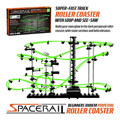 CKB LTD SpaceRail Nivel 2 Pista para canicas movimiento perpetuo Roller Coaster Montaña rusa, Gadget que brilla en la oscuridad, kit de construcción de pistas de mármol para bricolaje, luminoso