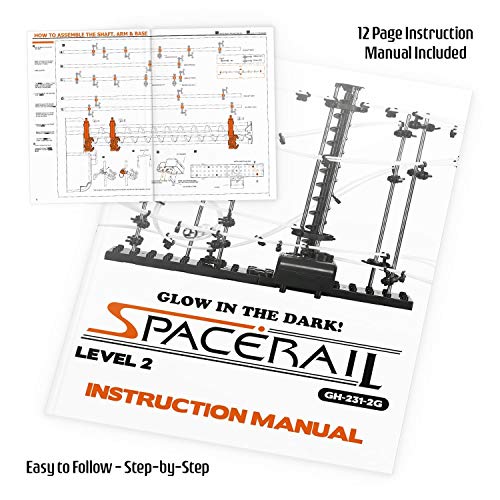 CKB LTD SpaceRail Nivel 2 Pista para canicas movimiento perpetuo Roller Coaster Montaña rusa, Gadget que brilla en la oscuridad, kit de construcción de pistas de mármol para bricolaje, luminoso