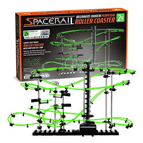 CKB LTD SpaceRail Nivel 2 Pista para canicas movimiento perpetuo Roller Coaster Montaña rusa, Gadget que brilla en la oscuridad, kit de construcción de pistas de mármol para bricolaje, luminoso