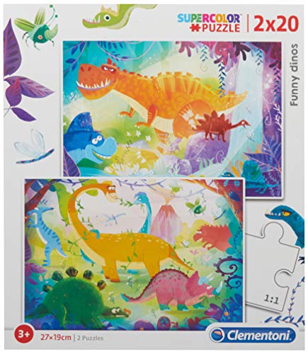 Clementoni 2 Puzzles 20 Piezas Dinosaurios, Multicolor (24755.4)