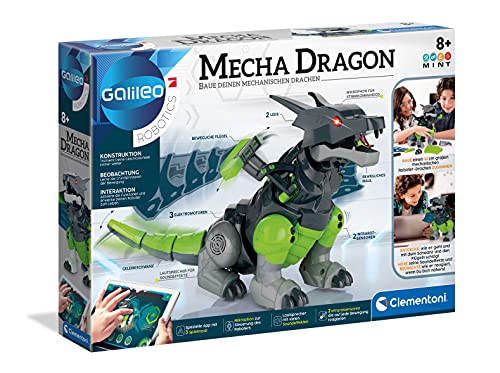 Clementoni- Galileo Mecha Dragon - Robot programable para niños a Partir de 8 años, Color carbón (59215)