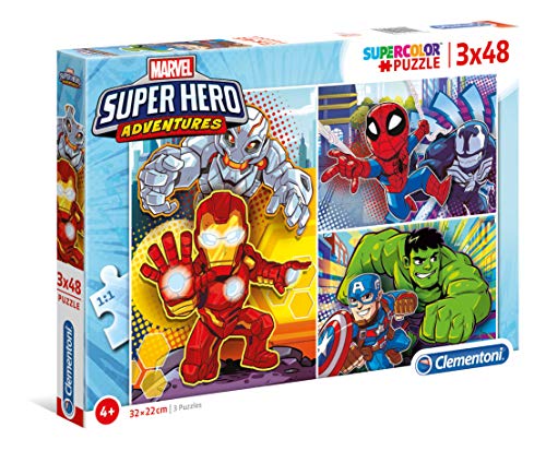 Clementoni- Marvel Other 3 Puzzles 48 Piezas Superhero (25248.0)