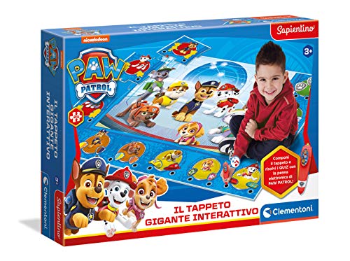 Clementoni - Paw Patrol-Tapeta Gigante Juego Educativo electrónico con bolígrafo Interactivo, Puzzle para niños de 3 años + (versión en Italiano), Fabricado en Italia, Multicolor, 16336