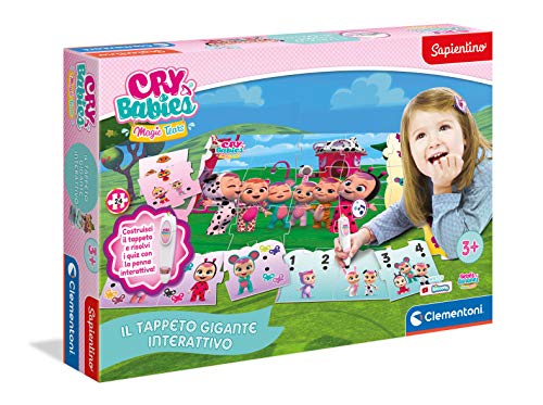 Clementoni - Sapientino-Alfombra Gigante Interactivo-Cry Babies-Puzzle para niños-Juegos Quiz (versión en Italiano) -Fabricado en Italia, 3 años +, 16279