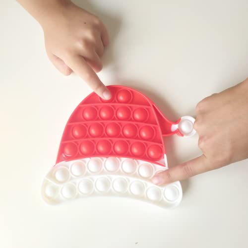 ClickAndBuy Gorro Navidad Popit Fidget Toy juguete sensorial antiestres de explotar burbujas de silicona, pop it, push pop, autismo, necesidades especiales, juguetes antiestres para niños y adultos