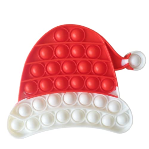 ClickAndBuy Gorro Navidad Popit Fidget Toy juguete sensorial antiestres de explotar burbujas de silicona, pop it, push pop, autismo, necesidades especiales, juguetes antiestres para niños y adultos