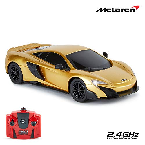 CMJ RC Cars ™ McLaren 675LT Coche de control remoto con licencia oficial Luces de trabajo a escala 1:24 2.4Ghz Gold