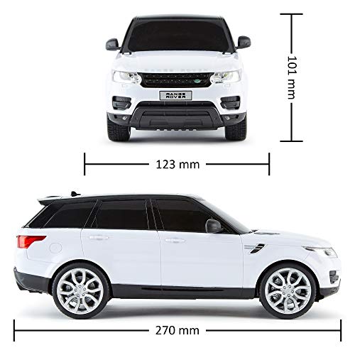 CMJ RC Cars ™ Range Rover Sport Coche de control remoto con licencia oficial Coche 1:18 Escala Luces de trabajo 2.4Ghz Blanco