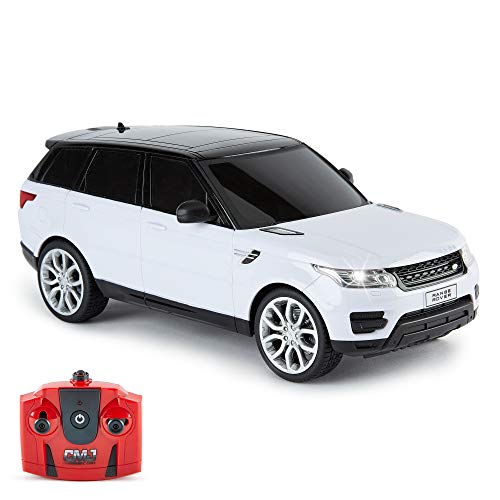 CMJ RC Cars ™ Range Rover Sport Coche de control remoto con licencia oficial Coche 1:18 Escala Luces de trabajo 2.4Ghz Blanco