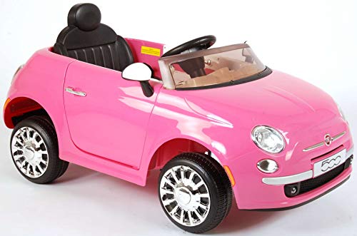 Coche Eléctrico Fiat 500CC con Control Remoto 12 Voltios Rosa