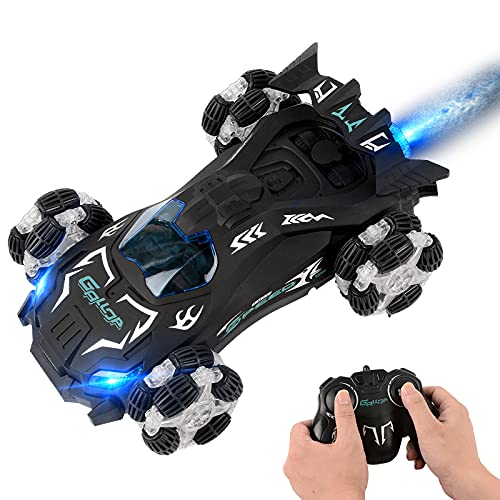 Coche Teledirigido para Niños, YOVOCA 2.4GHz RC Coche, Giratorio Rotación Volteo de 360° Deriva Car Recargable con Luz LED