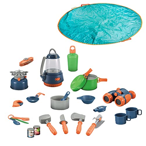 Colcolo Conjunto de Camping de Niños con Herramienta de Engranaje de Camping de Tienda de Camping Pretender Juego para Niños Pequeños Niños Niños Niñas Niñas - 26 Piezas