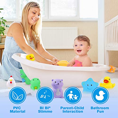 colmanda Juguetes Bañera Bebés, 17 Piezas Juguetes de Baño Flotantes con Bolsa de Almacenamiento, Juguetes de Baño Flotantes para Bebés Juguete Baño Bebe para Niños (B)