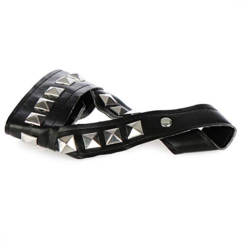 com-four® Juego de rockero de 3 piezas - brazalete, collar y guante de dedo en aspecto de cuero con tachuelas piramidales - disfraz para carnaval (03 piezas - pulsera/collar/guante de dedo)