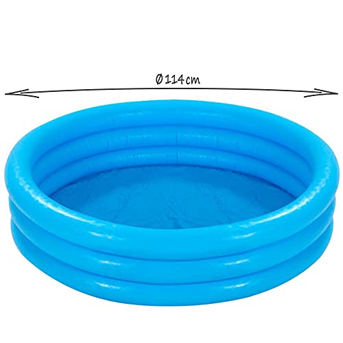 com-four® Piscina Infantil, Piscina Infantil de 3 Anillos en Azul con Parches de reparación, 114x25cm, Aprox. 132 litros