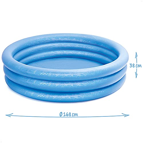 com-four® Piscina Infantil, Piscina Infantil de 3 Anillos en Azul con Parches de reparación, 168x38cm, Aprox. Piscina de 420 litros