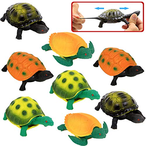 Conjunto de Tortuga de Goma de 5 Pulgadas ( 8 Paquetes), Material de alta elasticidad. Se puede esconder en la cáscara, Juguetes de Baño, Piscina, Bañera de Animales Marinos del Mundo Zoológico