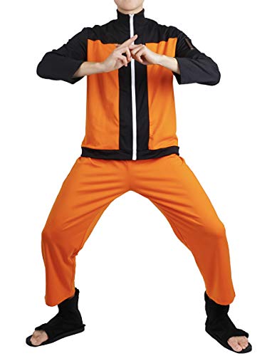 CoolChange Disfraz de Uzumaki Cosplay para los Fans de Naruto | Pantalones y Chaqueta Ninja | Talla: XL