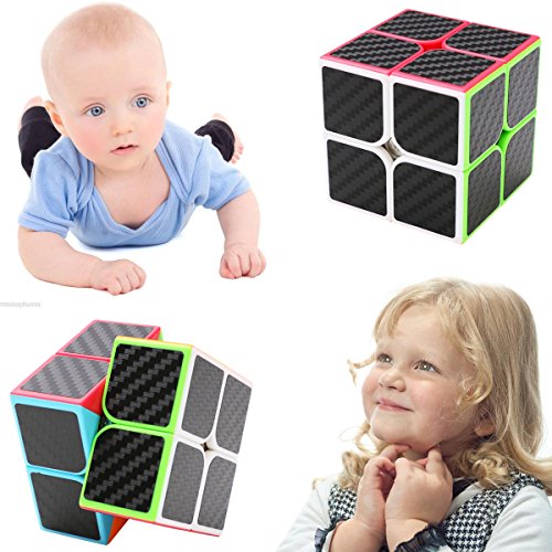 Coolzon Puzzle Cube 2x2x2 Cubo Magico con Pegatina de Fibra de Carbono Velocidad