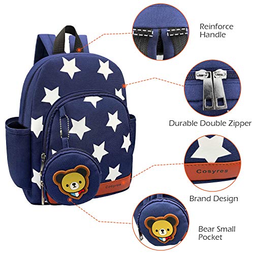 Cosyres Mochila para Niños Guarderia Niño Mochila Escolar Infantil Bebe Azul Oscuro