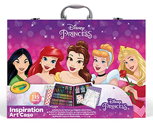 CRAYOLA Maletín del Artista Princesas Disney, 115 Piezas, Regalo para niñas, Actividades Creativas, años 5,6,7,8+