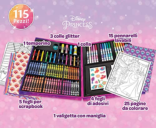 CRAYOLA Maletín del Artista Princesas Disney, 115 Piezas, Regalo para niñas, Actividades Creativas, años 5,6,7,8+